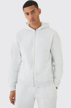 330GSM Basic Zip Through Hoodie | BoohooMAN UK