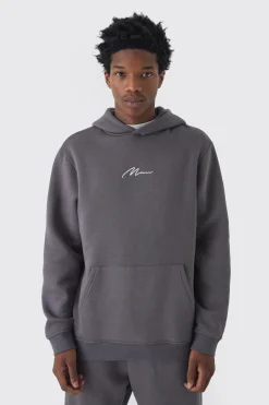 330GSM Man Signature Over The Head Hoodie | BoohooMAN UK