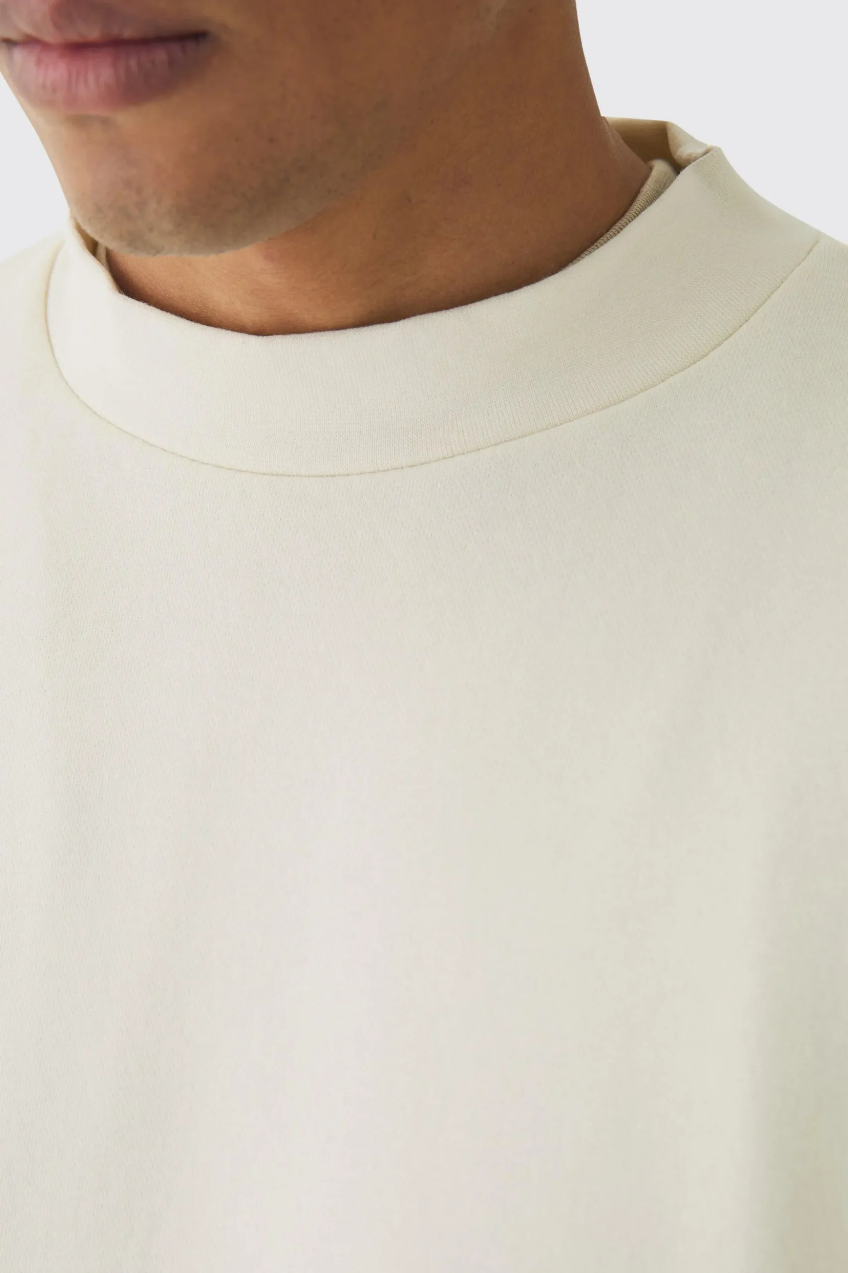 330GSM Oversized Basic Boxy Extended Neck Sweatshirt | BoohooMAN UK