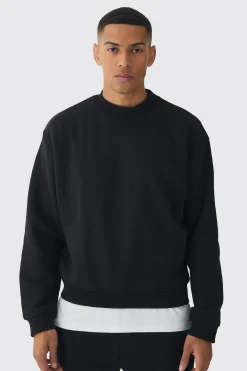 330GSM Oversized Boxy Extended Neck Limited High Build Print Sweatshirt | BoohooMAN UK