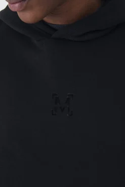 330GSM Oversized Boxy M Flocked Hoodie | BoohooMAN UK