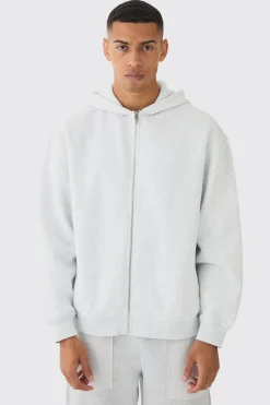 330GSM Oversized Zip Through Hoodie | BoohooMAN UK