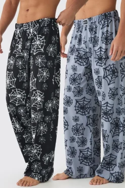 Halloween 2 Pack Man Spider Web Lounge Bottoms | BoohooMAN UK