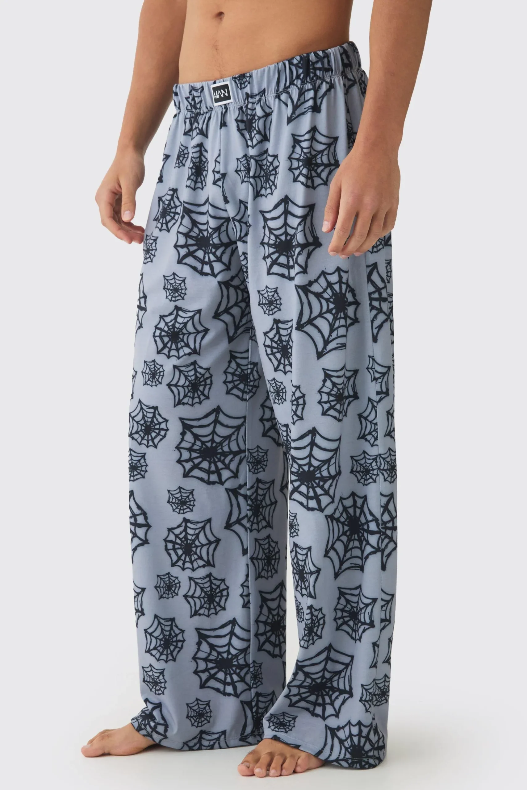 Halloween 2 Pack Man Spider Web Lounge Bottoms | BoohooMAN UK