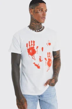 Halloween Blood Hands Print T-shirt | BoohooMAN UK