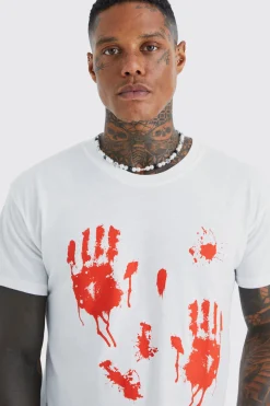 Halloween Blood Hands Print T-shirt | BoohooMAN UK