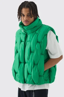 Hand Weft Padded Gilet | BoohooMAN UK