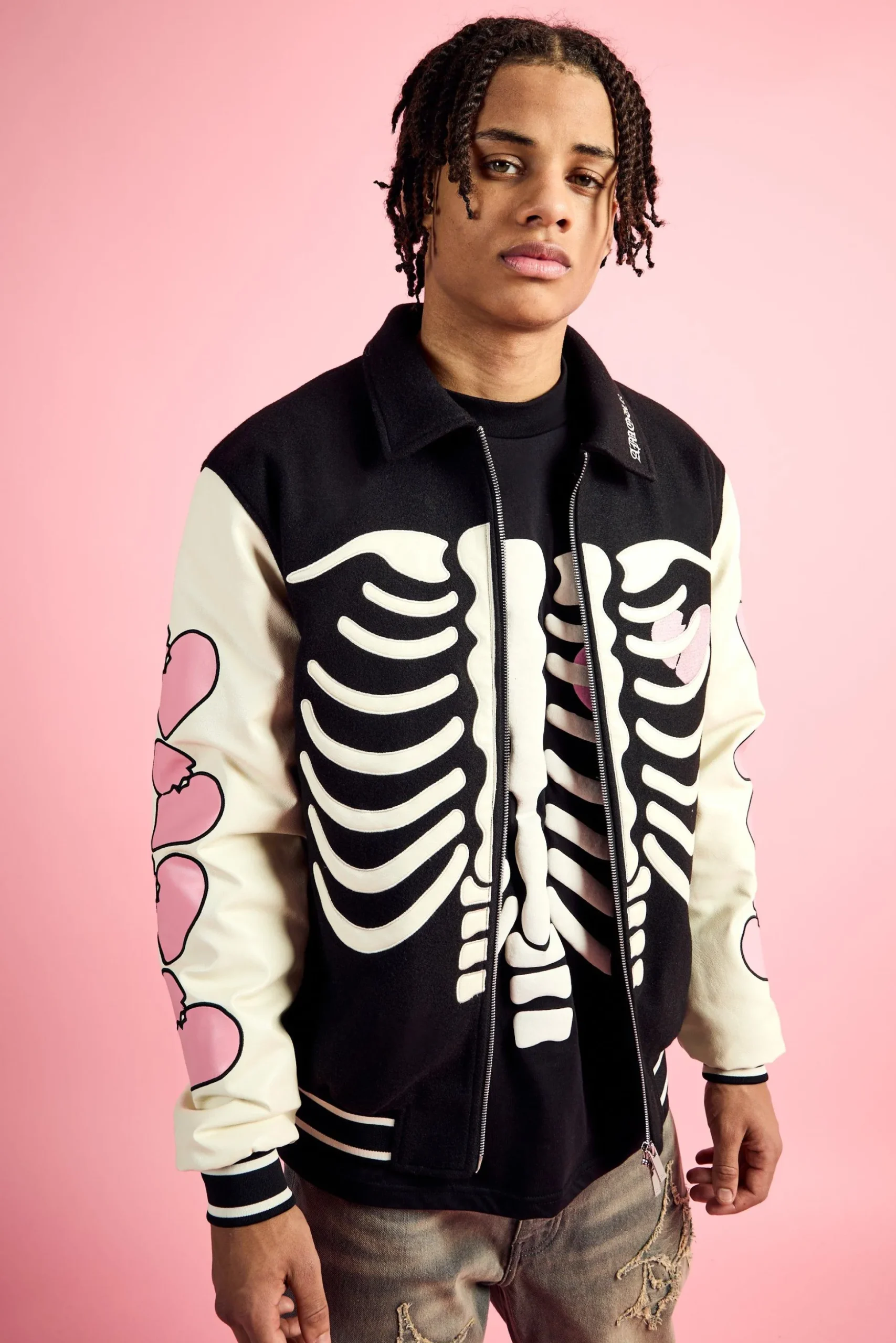 Heart Breaker Badge Pu Sleeve Bomber | BoohooMAN UK