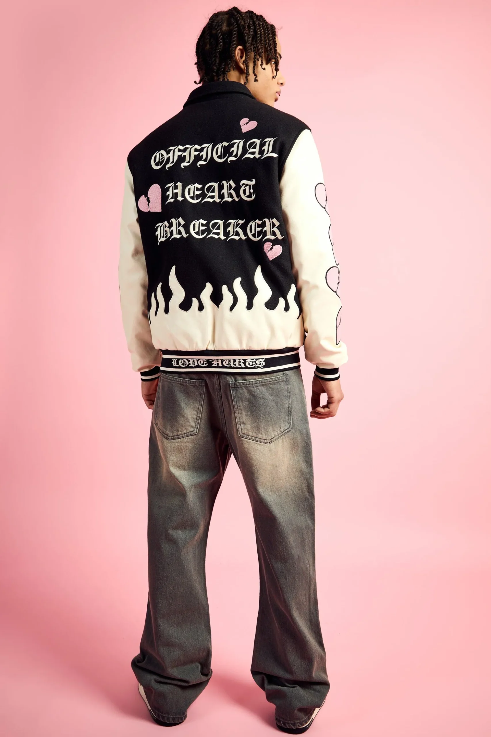Heart Breaker Badge Pu Sleeve Bomber | BoohooMAN UK