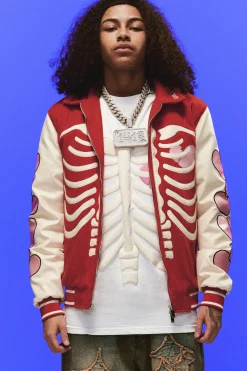 Heart Breaker Badge Pu Sleeve Bomber | BoohooMAN UK