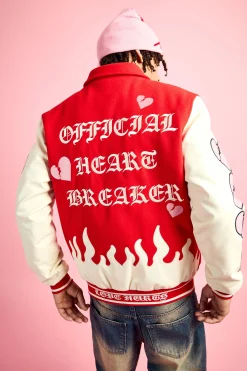 Heart Breaker Badge Pu Sleeve Bomber | BoohooMAN UK
