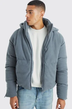Heavy Fleece Hooded Puffer | BoohooMAN UK