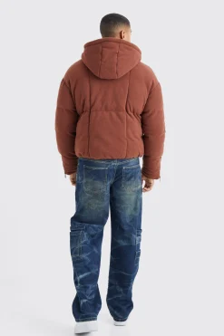 Heavy Fleece Hooded Puffer | BoohooMAN UK