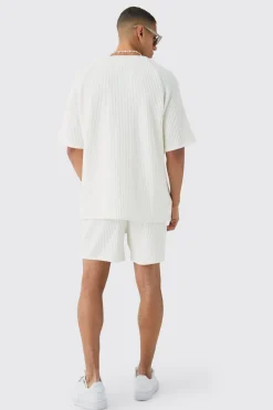 Heavy Jumbo Waffle Baseball Shirt & Short Set | BoohooMAN UK