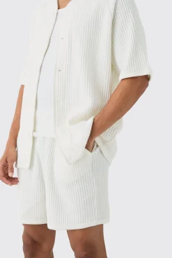 Heavy Jumbo Waffle Baseball Shirt & Short Set | BoohooMAN UK