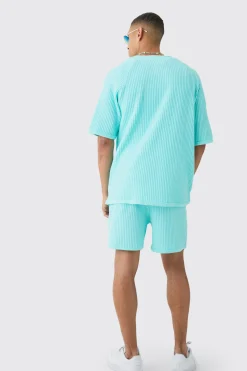 Heavy Jumbo Waffle Baseball Shirt & Short Set | BoohooMAN UK