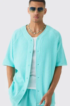 Heavy Jumbo Waffle Baseball Shirt & Short Set | BoohooMAN UK