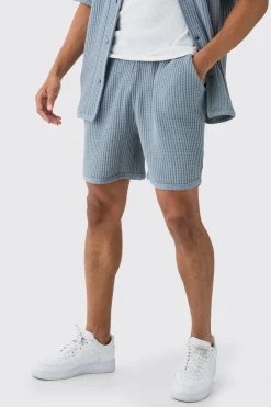 Heavy Jumbo Waffle Volley Short | BoohooMAN UK