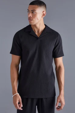 Heavy Pleated Revere Polo | BoohooMAN UK