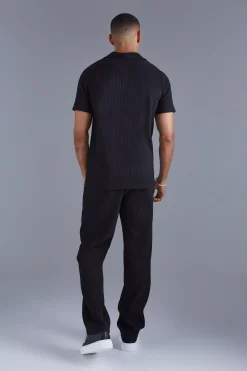 Heavy Pleated Revere Polo | BoohooMAN UK
