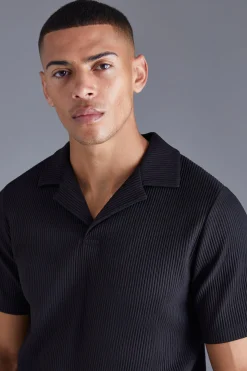 Heavy Pleated Revere Polo | BoohooMAN UK
