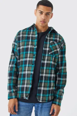 Heavy Weight Check Overshirt | BoohooMAN UK