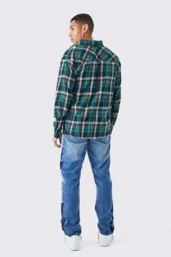 Heavy Weight Check Overshirt | BoohooMAN UK
