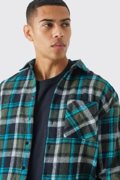 Heavy Weight Check Overshirt | BoohooMAN UK