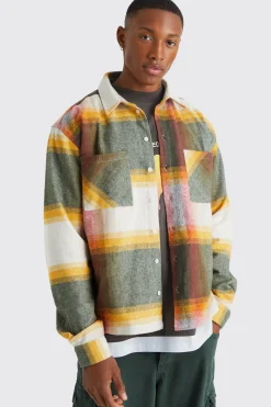 Heavyweight Check Boxy Overshirt | BoohooMAN UK
