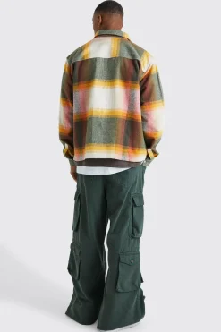 Heavyweight Check Boxy Overshirt | BoohooMAN UK