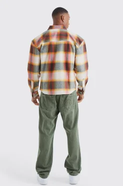 Heavyweight Check Boxy Overshirt | BoohooMAN UK