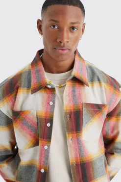 Heavyweight Check Boxy Overshirt | BoohooMAN UK