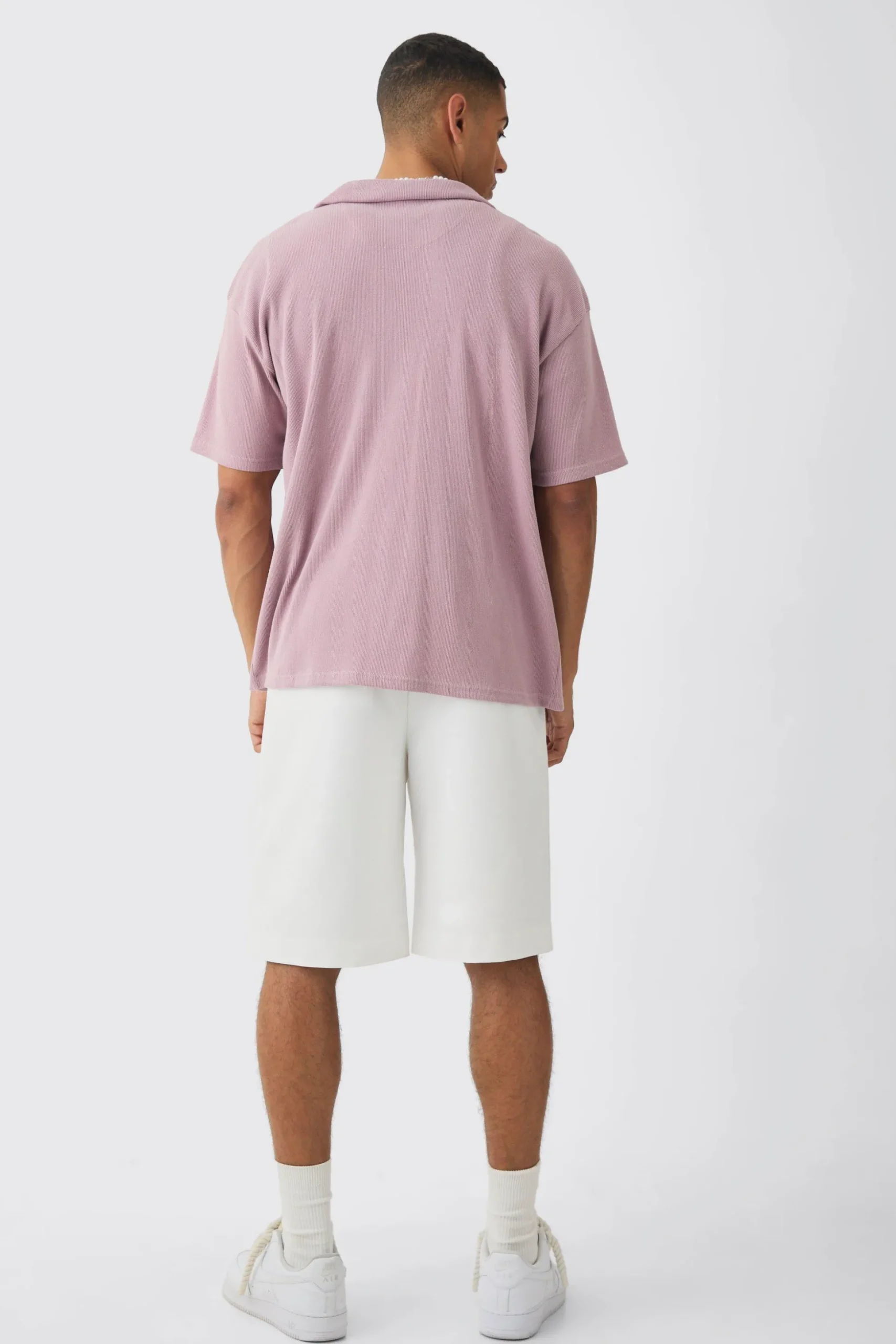 Heavyweight Oversized Revere Ribbed Jersey Shirt | BoohooMAN UK