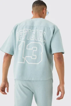 Heavyweight Ribbed Washed Short Sleeve Sweatshirt & Short Set | BoohooMAN UK