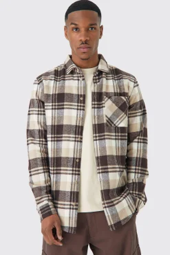 Heavyweight Tonal Check Shirt | BoohooMAN UK