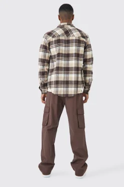 Heavyweight Tonal Check Shirt | BoohooMAN UK