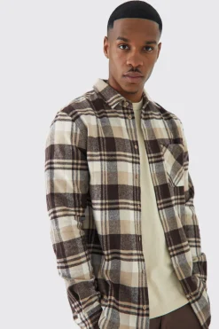 Heavyweight Tonal Check Shirt | BoohooMAN UK