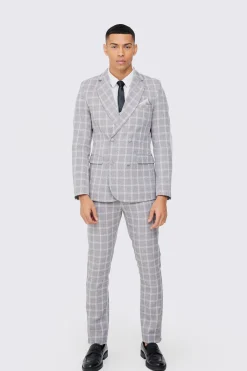 Herringbone Check Contrast Sleeve Panel Fitted Blazer | BoohooMAN UK
