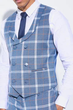 Herringbone Check Contrast Sleeve Panel Fitted Suit | BoohooMAN UK