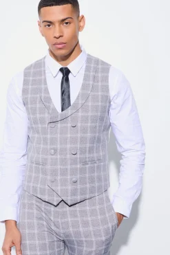 Herringbone Check Contrast Sleeve Panel Fitted Suit | BoohooMAN UK
