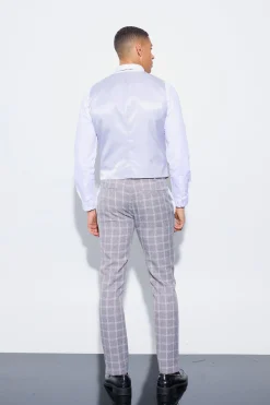 Herringbone Check Contrast Sleeve Panel Fitted Suit | BoohooMAN UK