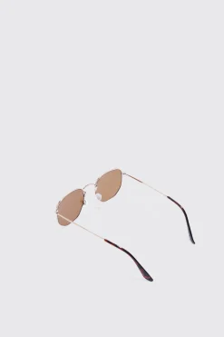 Hexagonal Metal Sunglasses | BoohooMAN UK