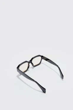 Hexagonal Sunglasses In Black | BoohooMAN UK