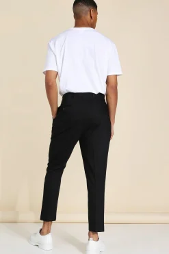 High Rise Tapered Crop Tailored Trouser | BoohooMAN UK