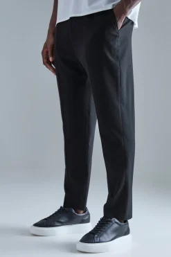 High Rise Tapered Crop Tailored Trouser | BoohooMAN UK