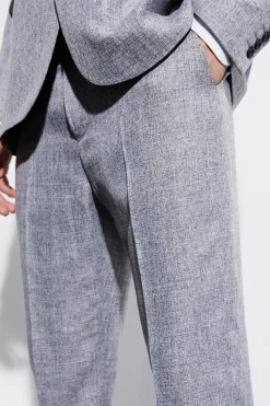 High Rise Tapered Textured Marl Trousers | BoohooMAN UK