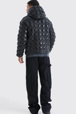 High Shine Bubble Texture Puffer | BoohooMAN UK