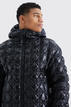 High Shine Bubble Texture Puffer | BoohooMAN UK