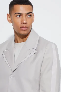 High Shine Trim Single Breasted Blazer | BoohooMAN UK