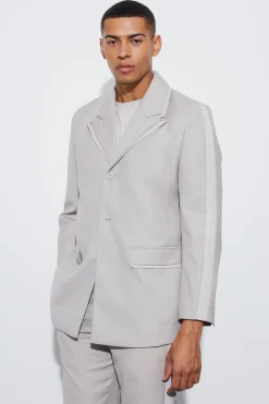 High Shine Trim Single Breasted Suit | BoohooMAN UK